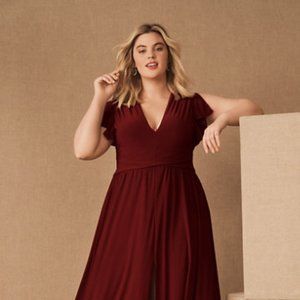 BHLDN Mendoza Burgundy Maroon Oxblood Dress 16  *flaws*